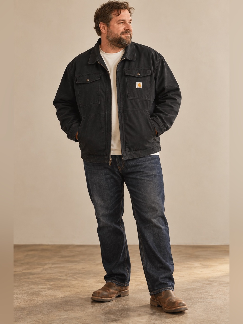 🍄🟫 Carhartt 105748 Rugged Flex Berwick Duck Jacket Men 3XL Black Relaxed Fit